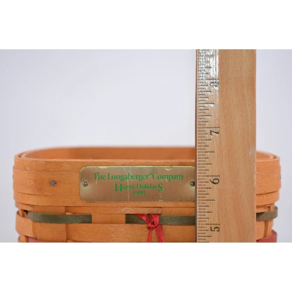 Vintage 1999 Longaberger Happy Holidays Basket Red &‎ Green Accents